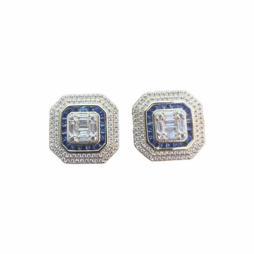 Sapphire Oversized Square Stud