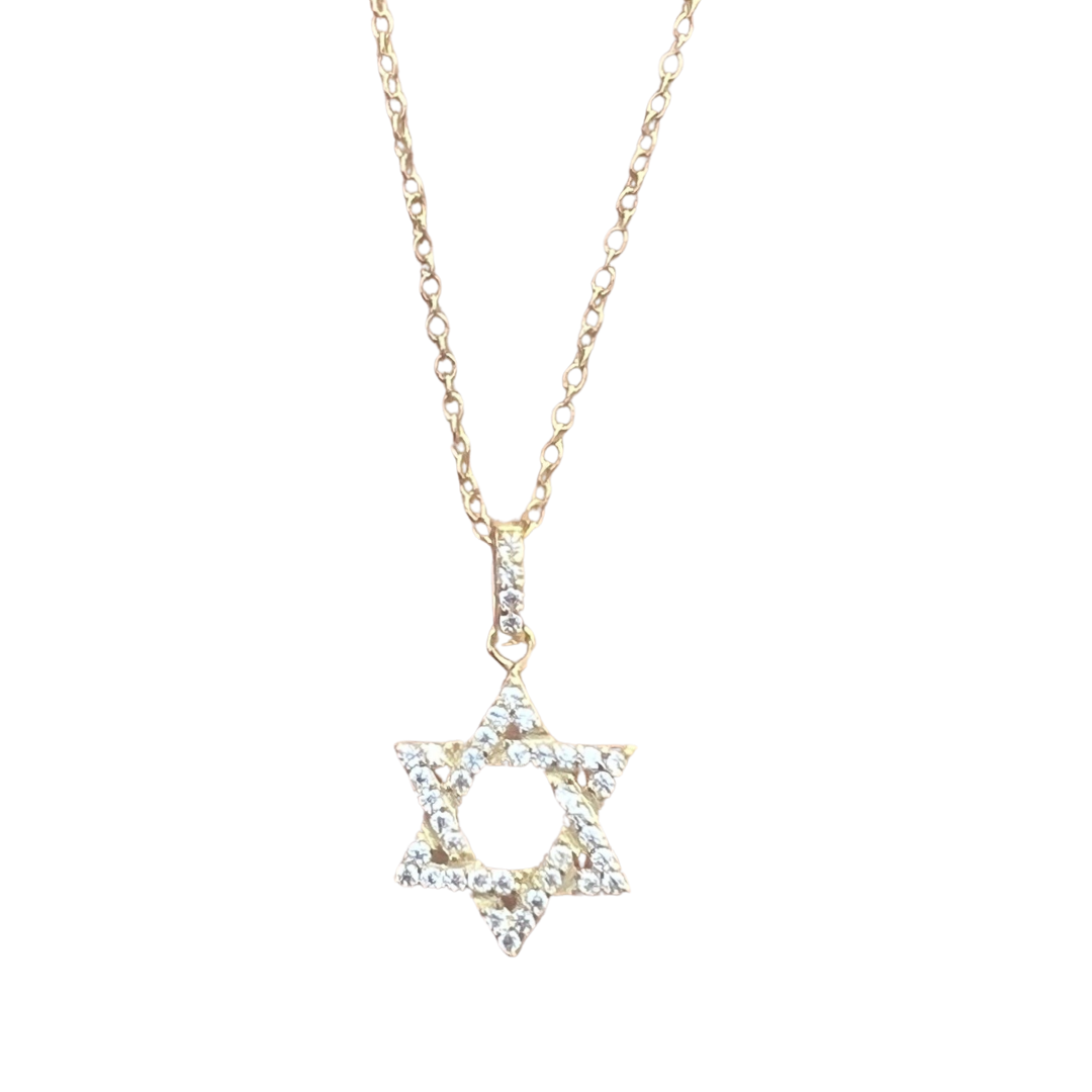 Gold Diamond Magen David Necklace