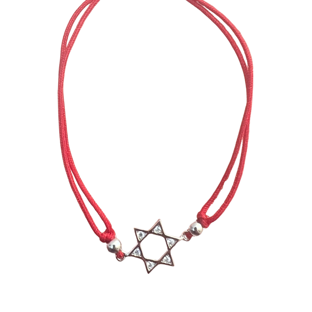 Red String Adjustable Magen David Bracelet