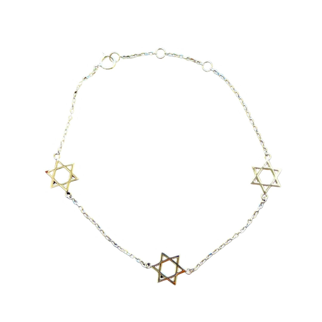 Triple Magen David Silver Bracelet