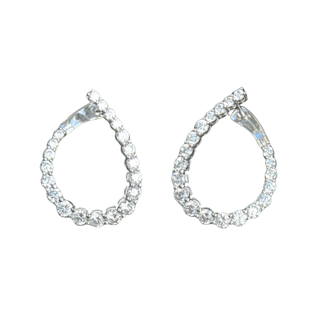 Tear drop Diamond Earring Silver