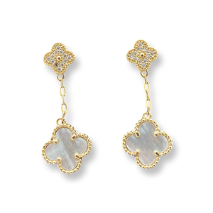 Mother Of Pearl Clover Drop Earrings