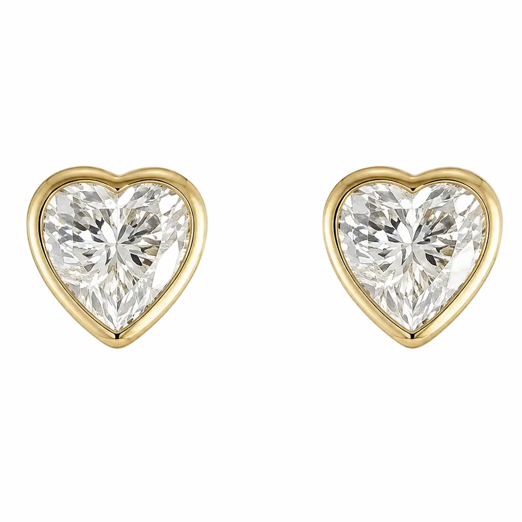 Gold Bezel Heart Stud