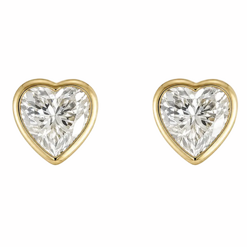 Gold Bezel Heart Stud