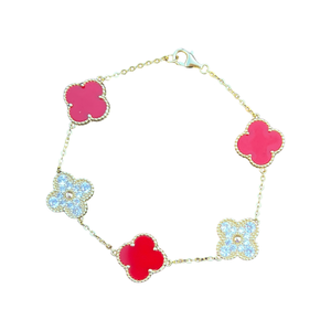 Red And Diamond Clover Bracelet