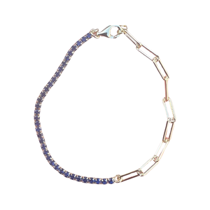 Sapphire Tennis Paperclip Bracelet