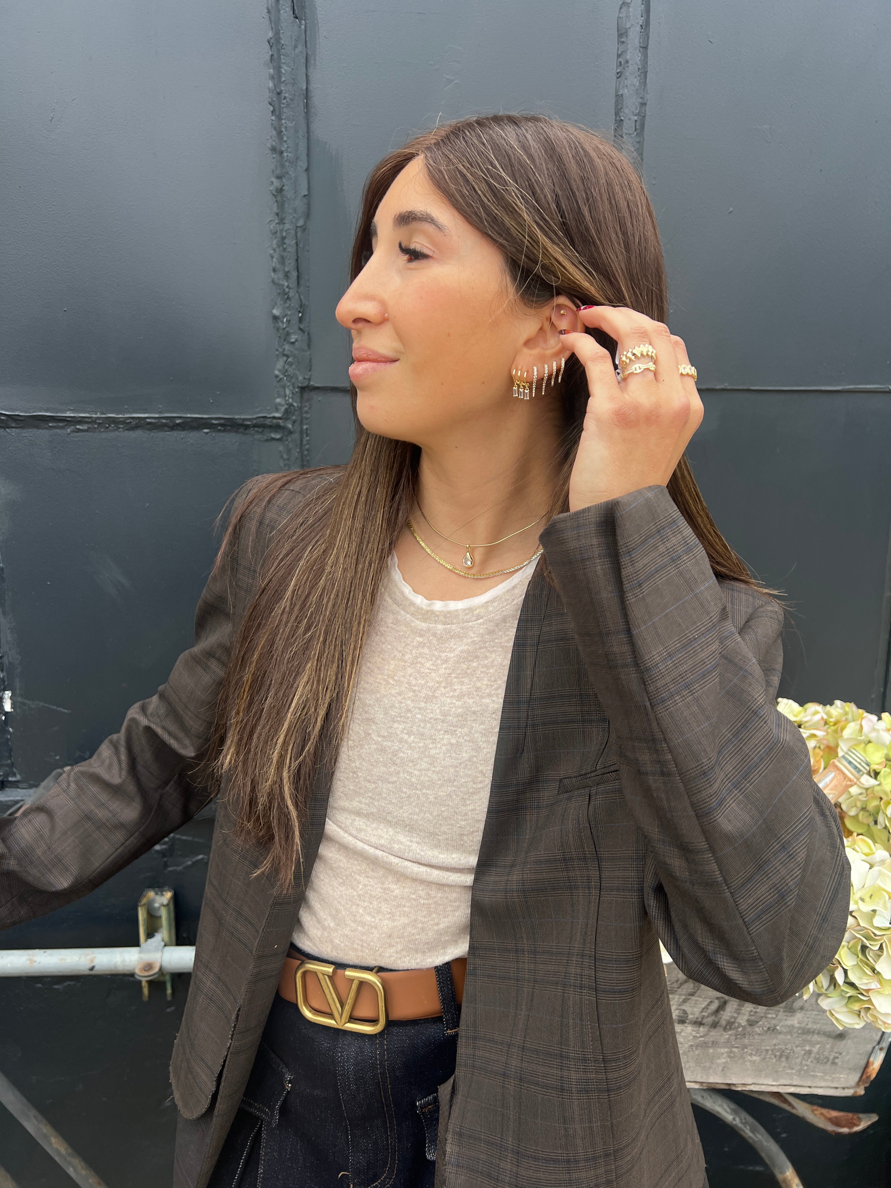 Triple Baguette Hoops