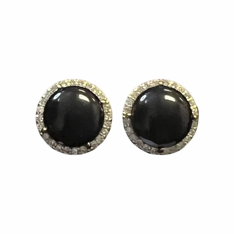 Black Onyx Halo Studs