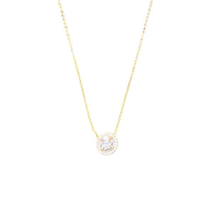 Halo solitaire gold necklace