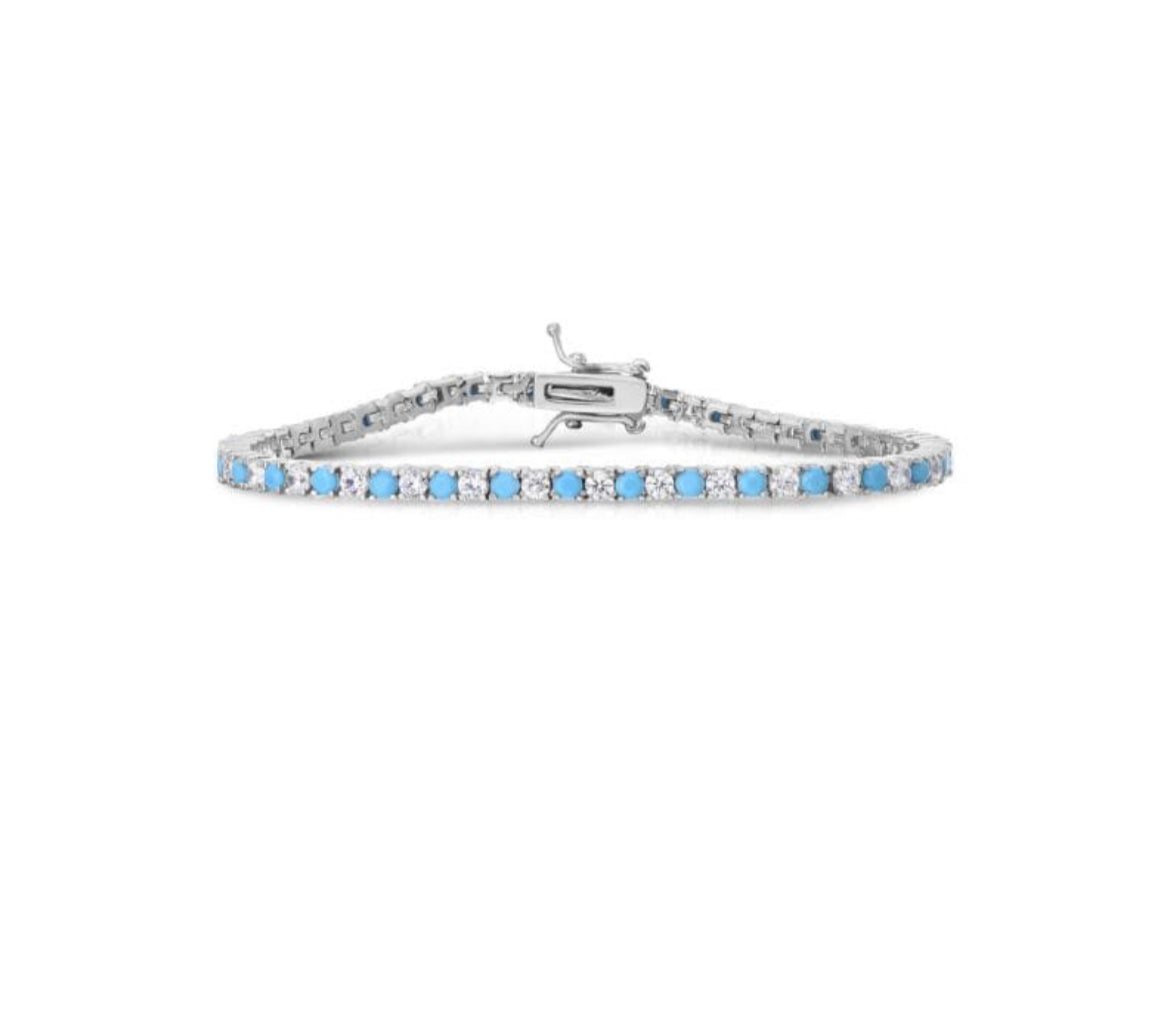 Turquoise Diamond Tennis Bracelet