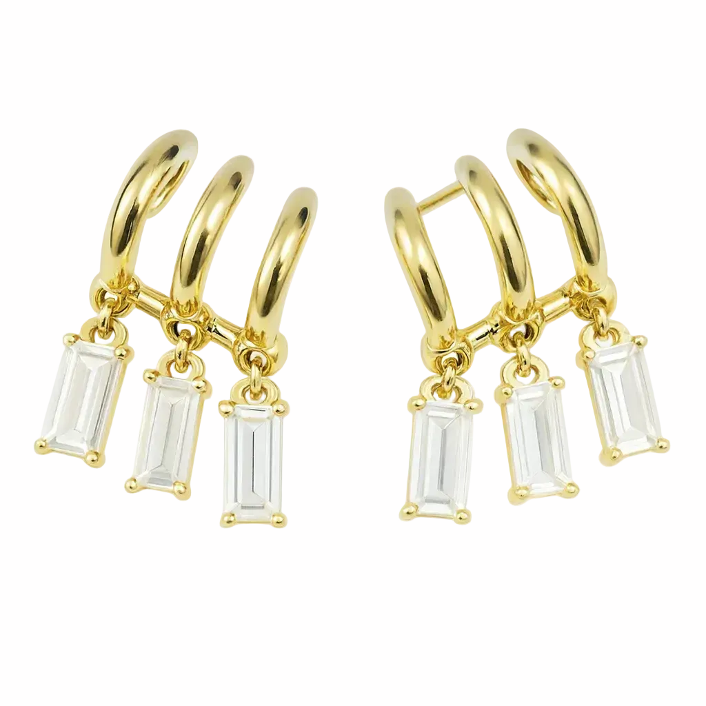 Triple Baguette Hoops