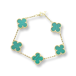 Green on Gold Clover Bracelet