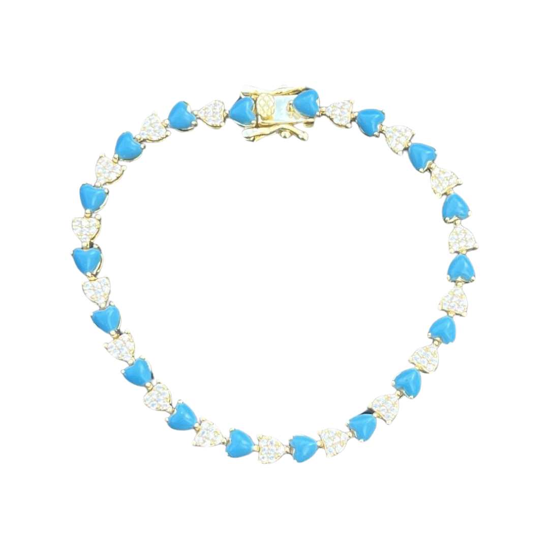 Turquoise Heart Tennis Bracelet