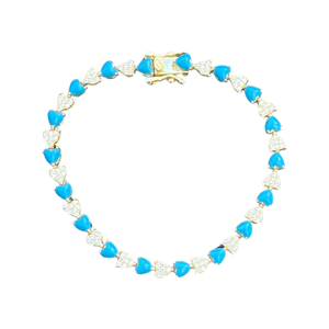 Turquoise Heart Tennis Bracelet