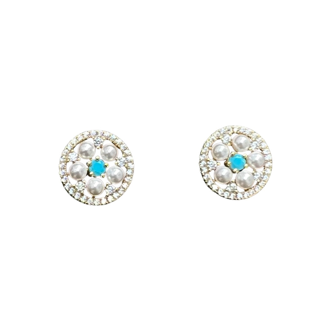 Pearl Turquoise Circle Stud