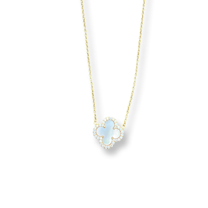 Mother of Pearl Clover Diamond Necklace