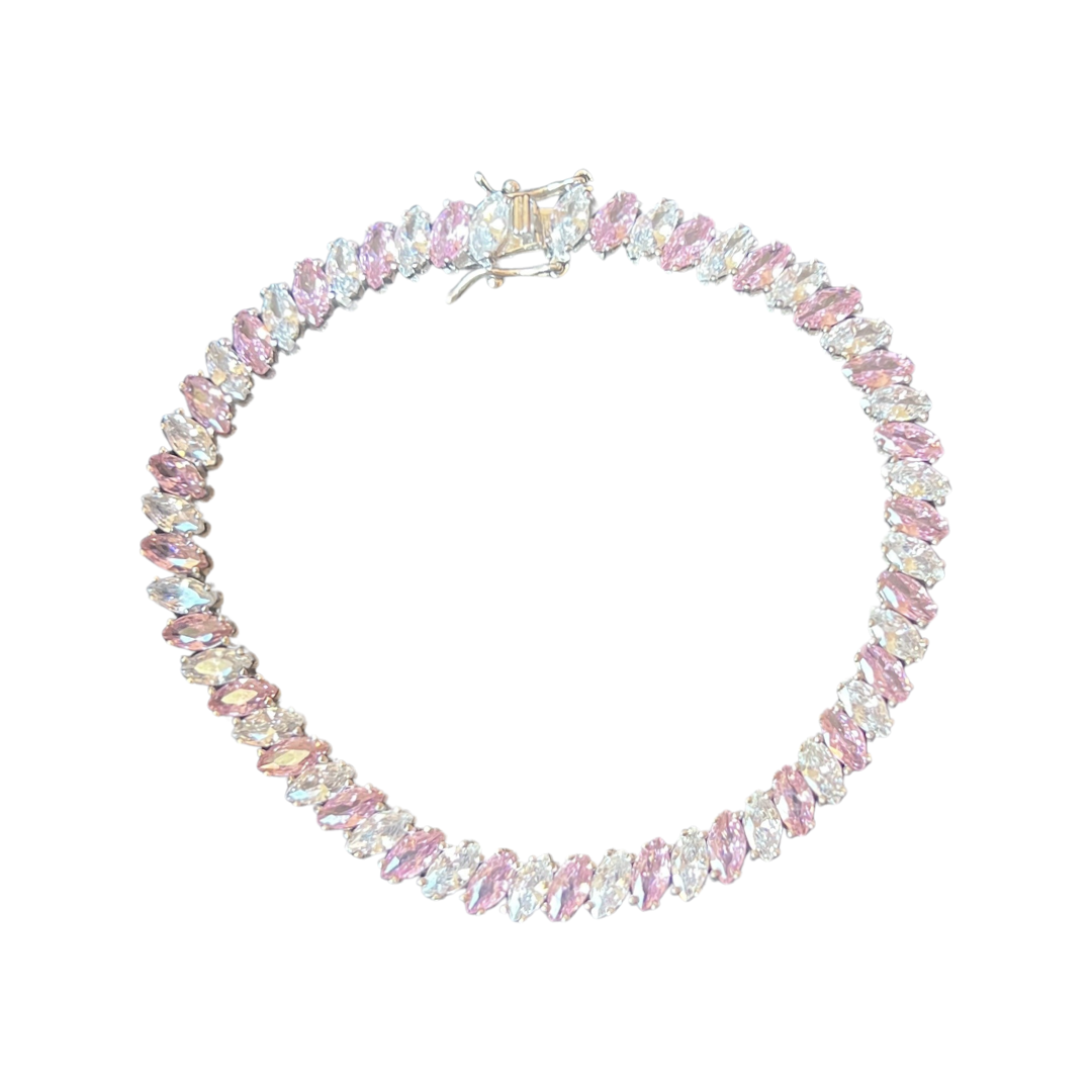 Pink and White Tennis Bracelet