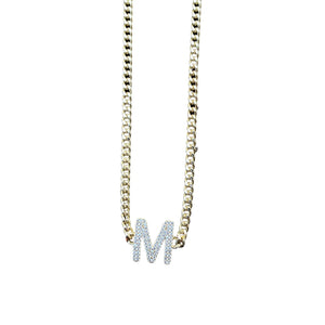 Initial Choker On Cuban Link Chain