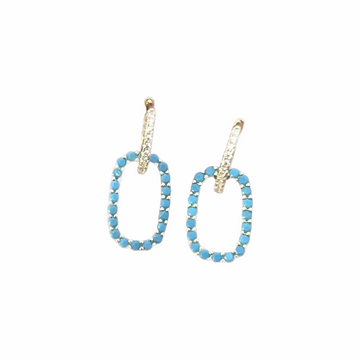 Turquoise Oval On Hoop Earrings