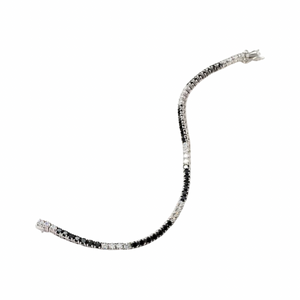 Two Tone Black Tennis Bracelet