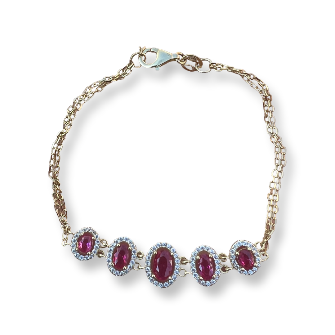 Ruby Oval Stone Bracelet